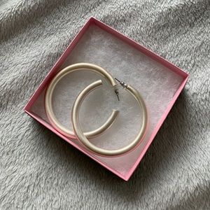 Brushed Silver Hoop Earrings